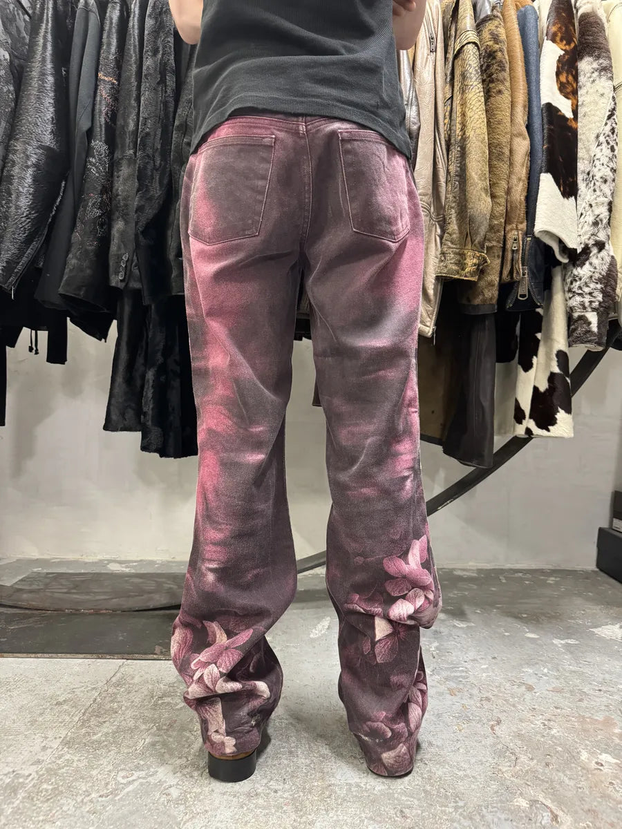 AW1999 Roberto Cavalli Purple Floral Spectrum Obscure Pants (S) wvkRAJj 3