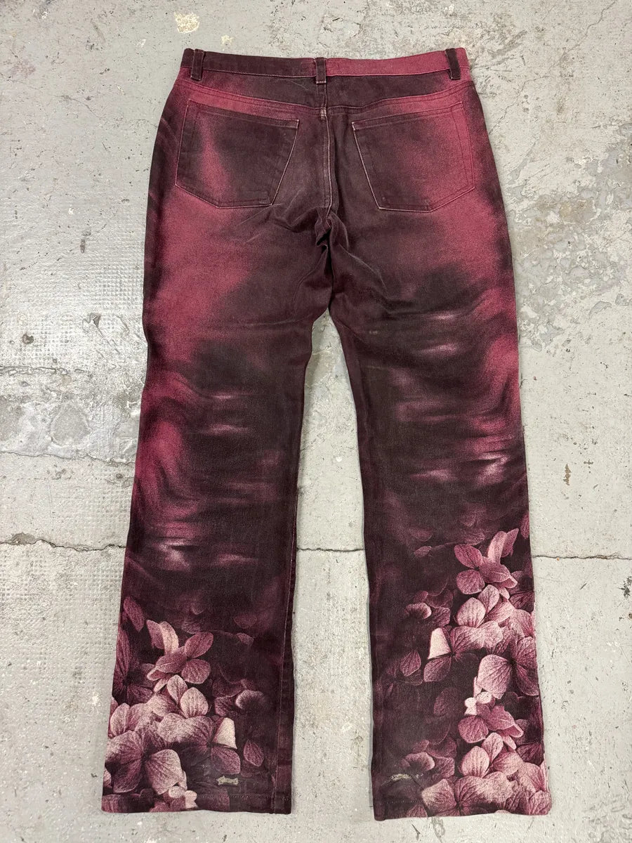 AW1999 Roberto Cavalli Purple Floral Spectrum Obscure Pants (S) wvkRAJj 4