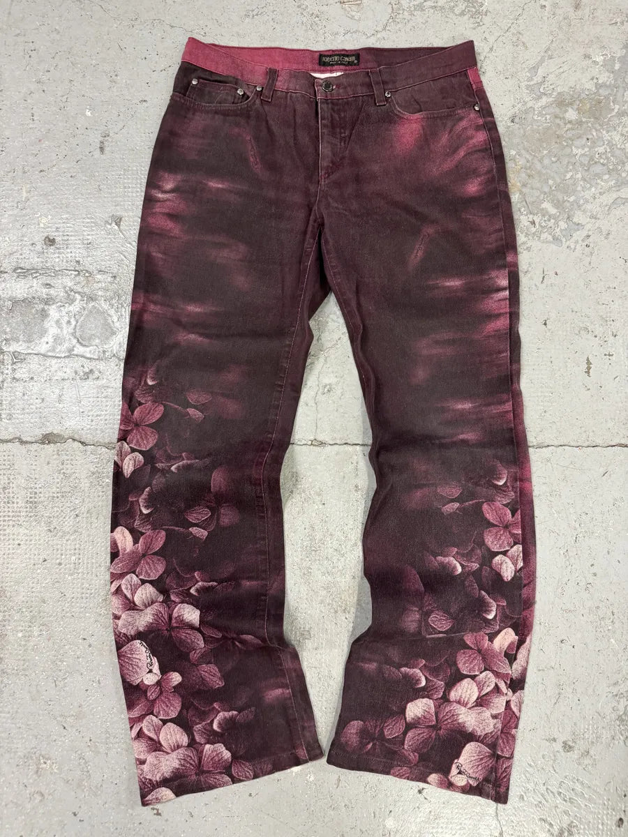 AW1999 Roberto Cavalli Purple Floral Spectrum Obscure Pants (S) wvkRAJj 7