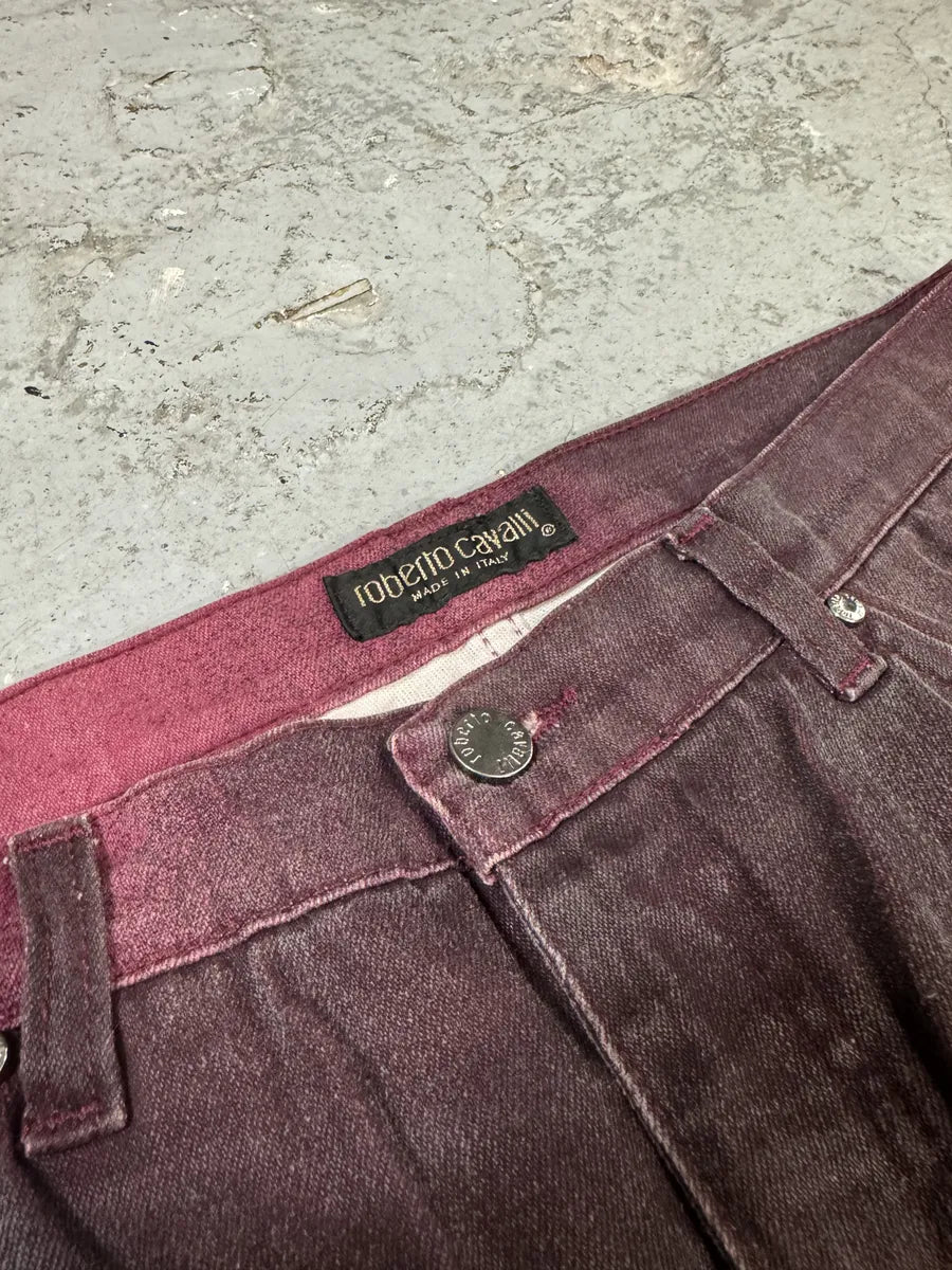 AW1999 Roberto Cavalli Purple Floral Spectrum Obscure Pants (S) wvkRAJj 8