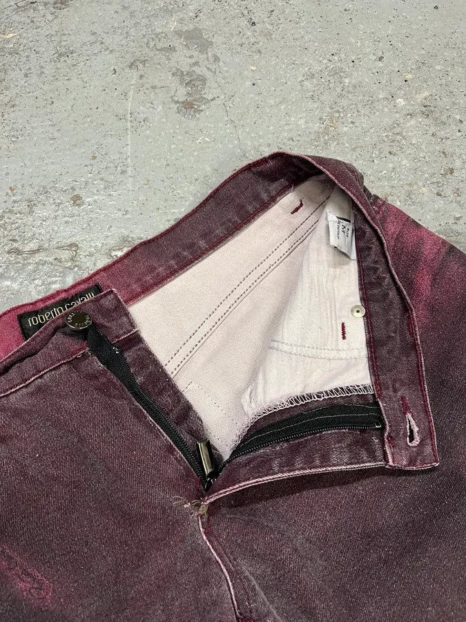 AW1999 Roberto Cavalli Purple Spectrum Flowers Pants fQoKLvY 10