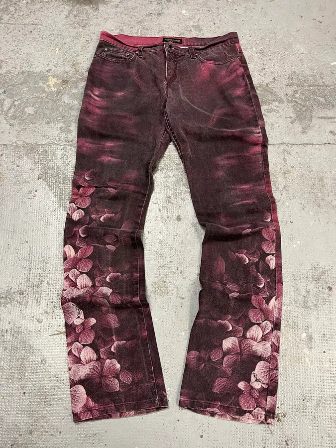 AW1999 Roberto Cavalli Purple Spectrum Flowers Pants fQoKLvY 2