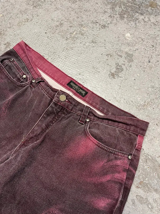 AW1999 Roberto Cavalli Purple Spectrum Flowers Pants fQoKLvY 5