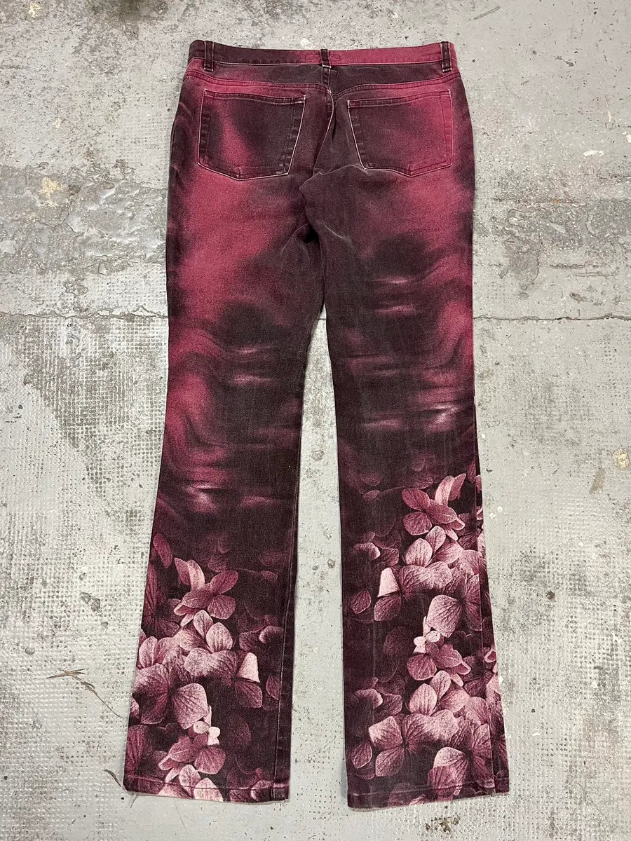 AW1999 Roberto Cavalli Purple Spectrum Flowers Pants fQoKLvY 7