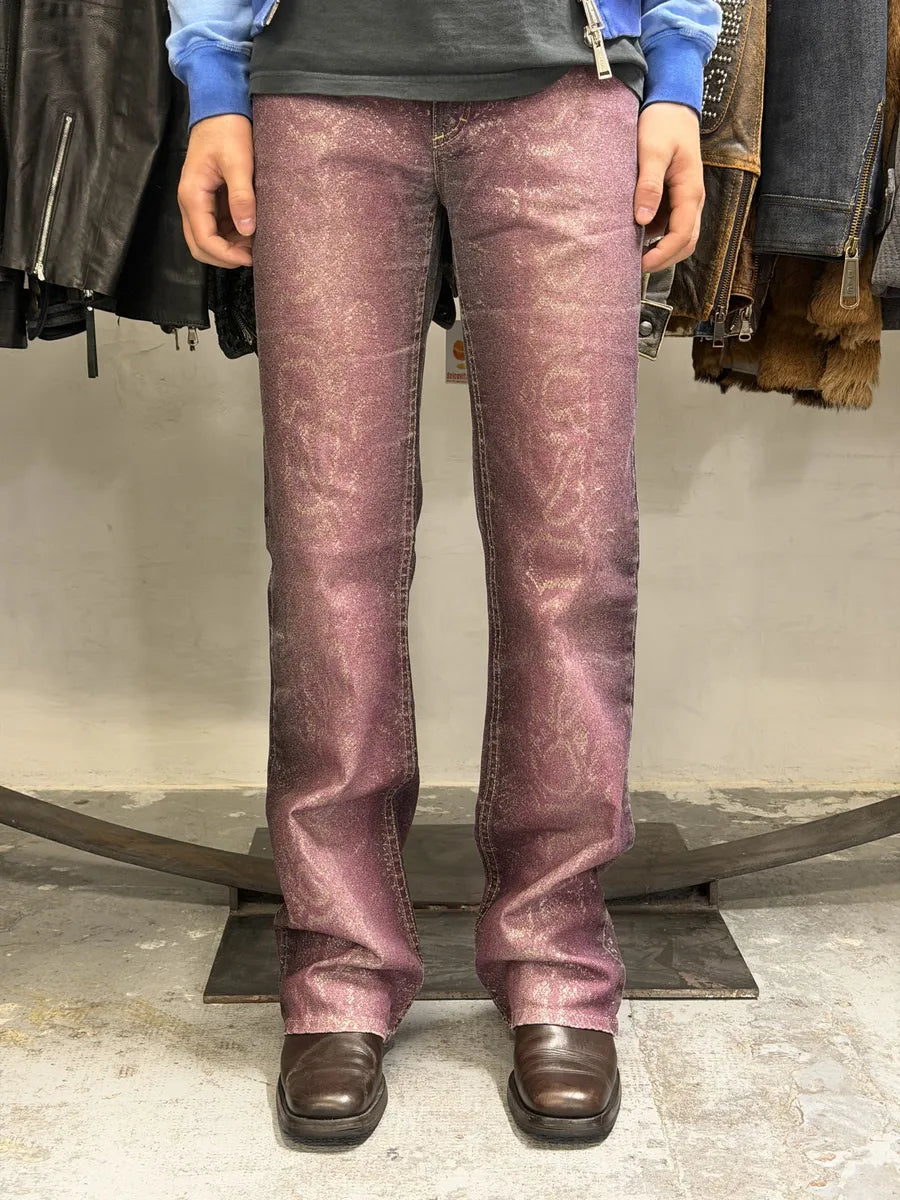 AW1999 Roberto Cavalli Python Purple Straight Denim Jeans gQtFNox 1