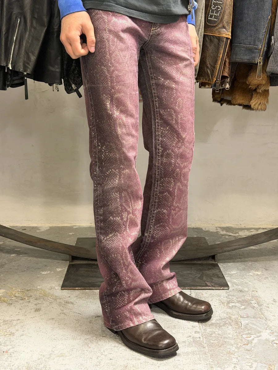 AW1999 Roberto Cavalli Python Purple Straight Denim Jeans gQtFNox 2