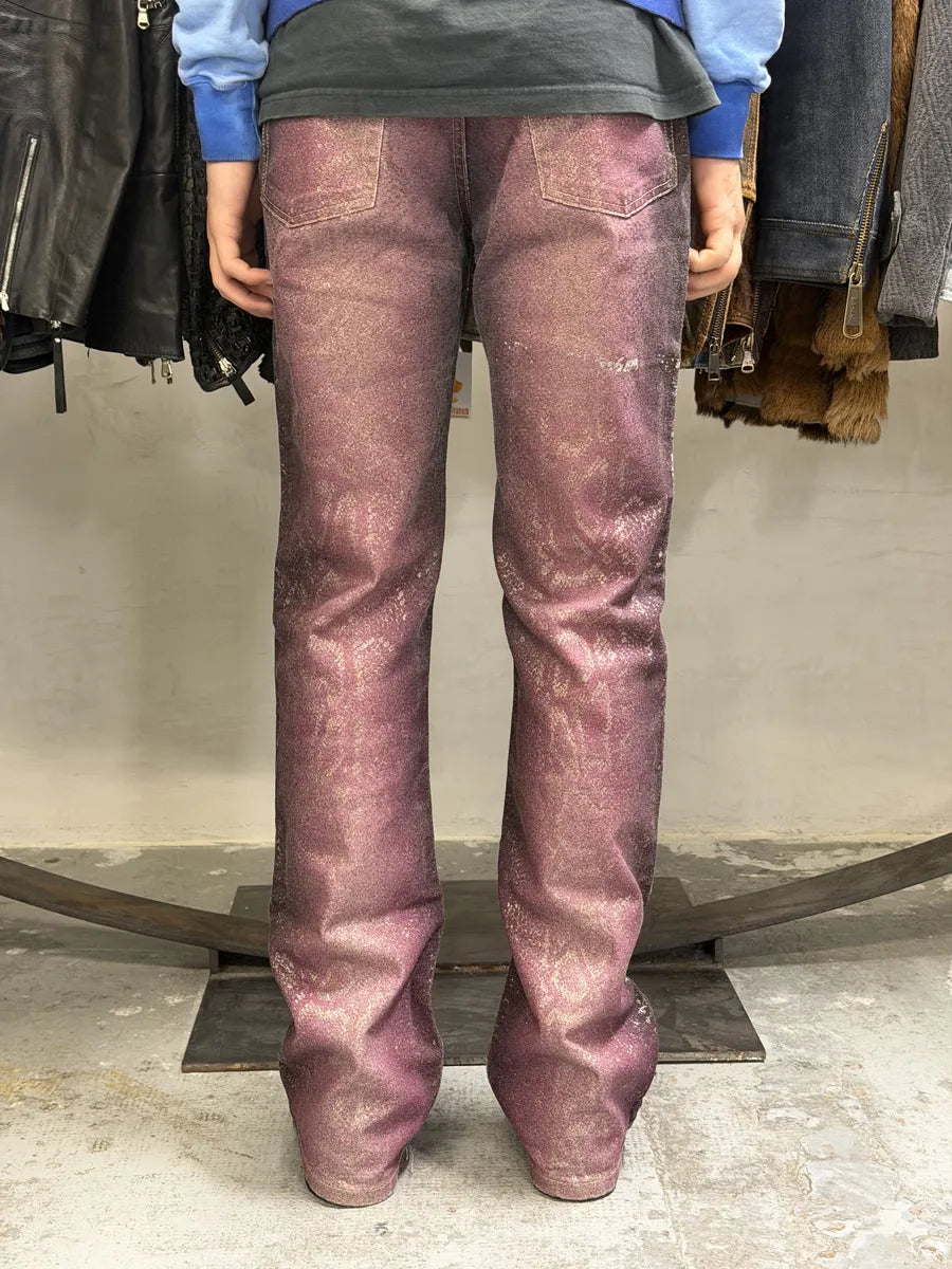 AW1999 Roberto Cavalli Python Purple Straight Denim Jeans gQtFNox 3