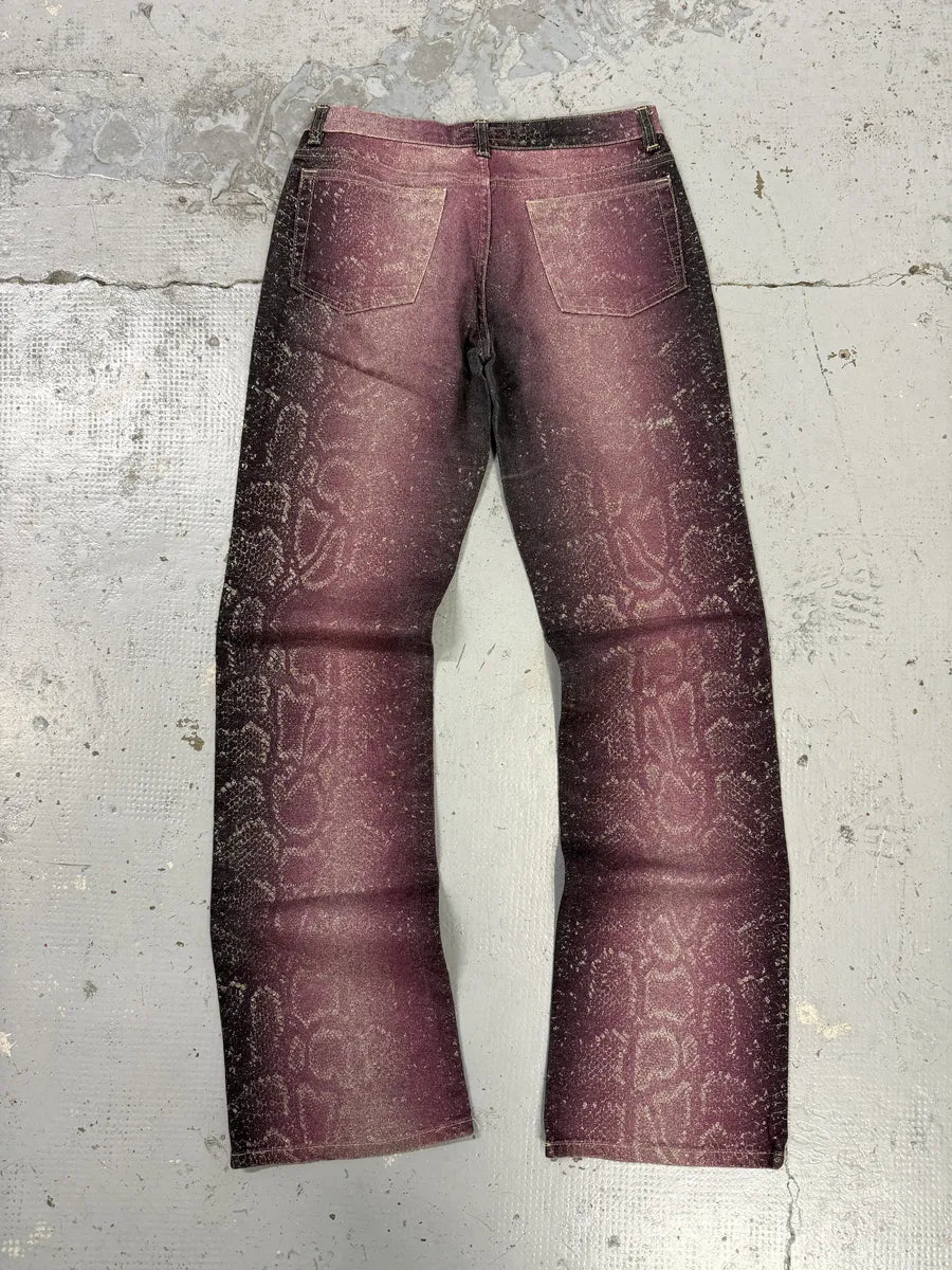 AW1999 Roberto Cavalli Python Purple Straight Denim Jeans gQtFNox 4