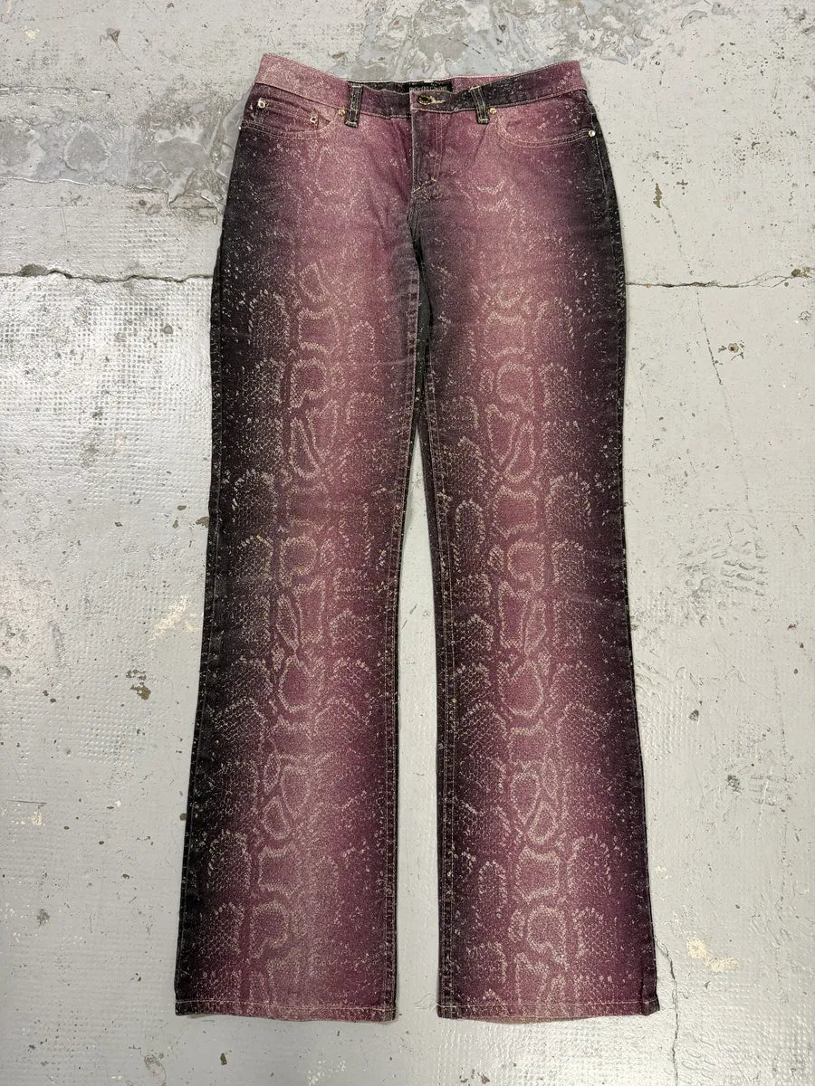 AW1999 Roberto Cavalli Python Purple Straight Denim Jeans gQtFNox 5