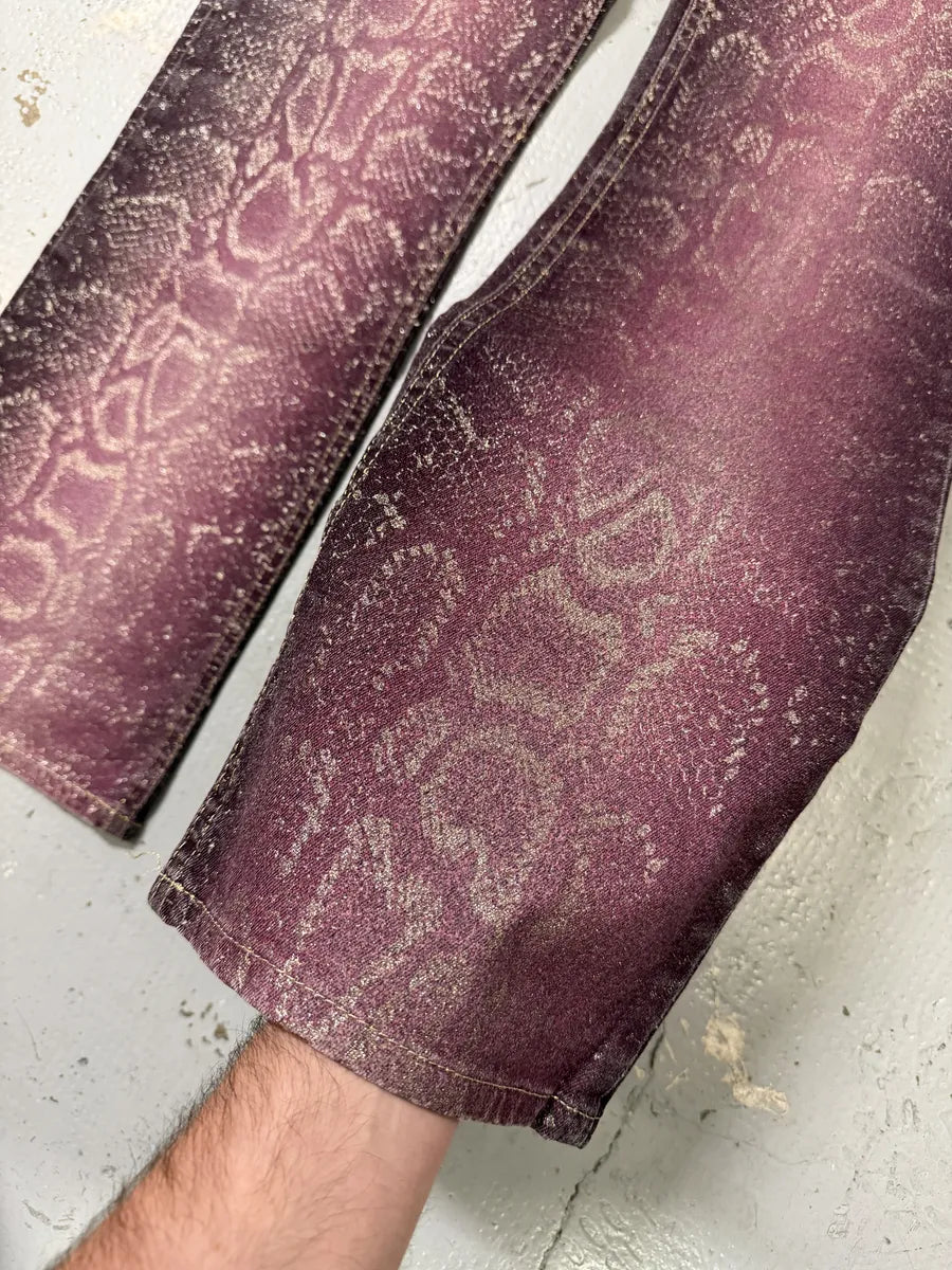 AW1999 Roberto Cavalli Python Purple Straight Denim Jeans gQtFNox 6