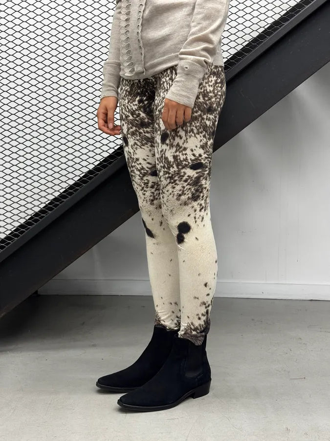 AW1999 Roberto Cavalli Re-Issue Beige Cow Fury Movement Leggings lGHhCZT 3