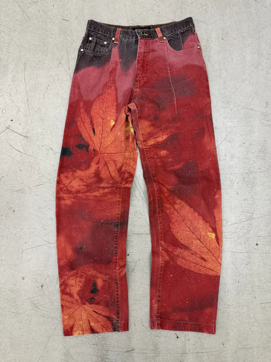 AW1999 Roberto Cavalli Red Leaf Pants vrtWUJU 0