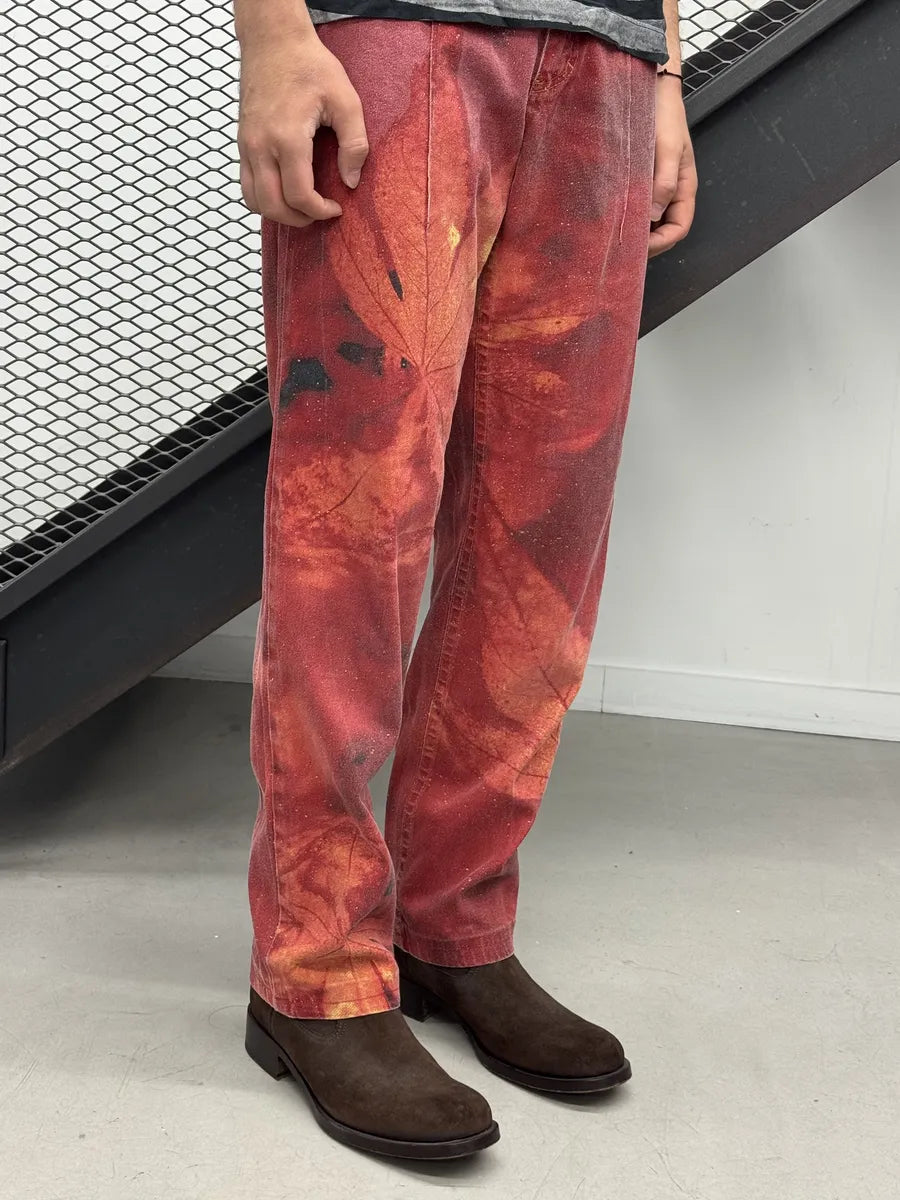 AW1999 Roberto Cavalli Red Leaf Pants vrtWUJU 3