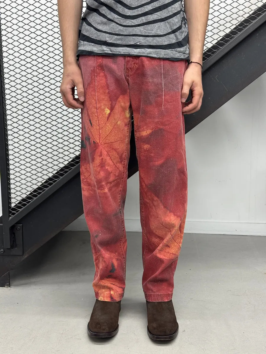 AW1999 Roberto Cavalli Red Leaf Pants vrtWUJU 5