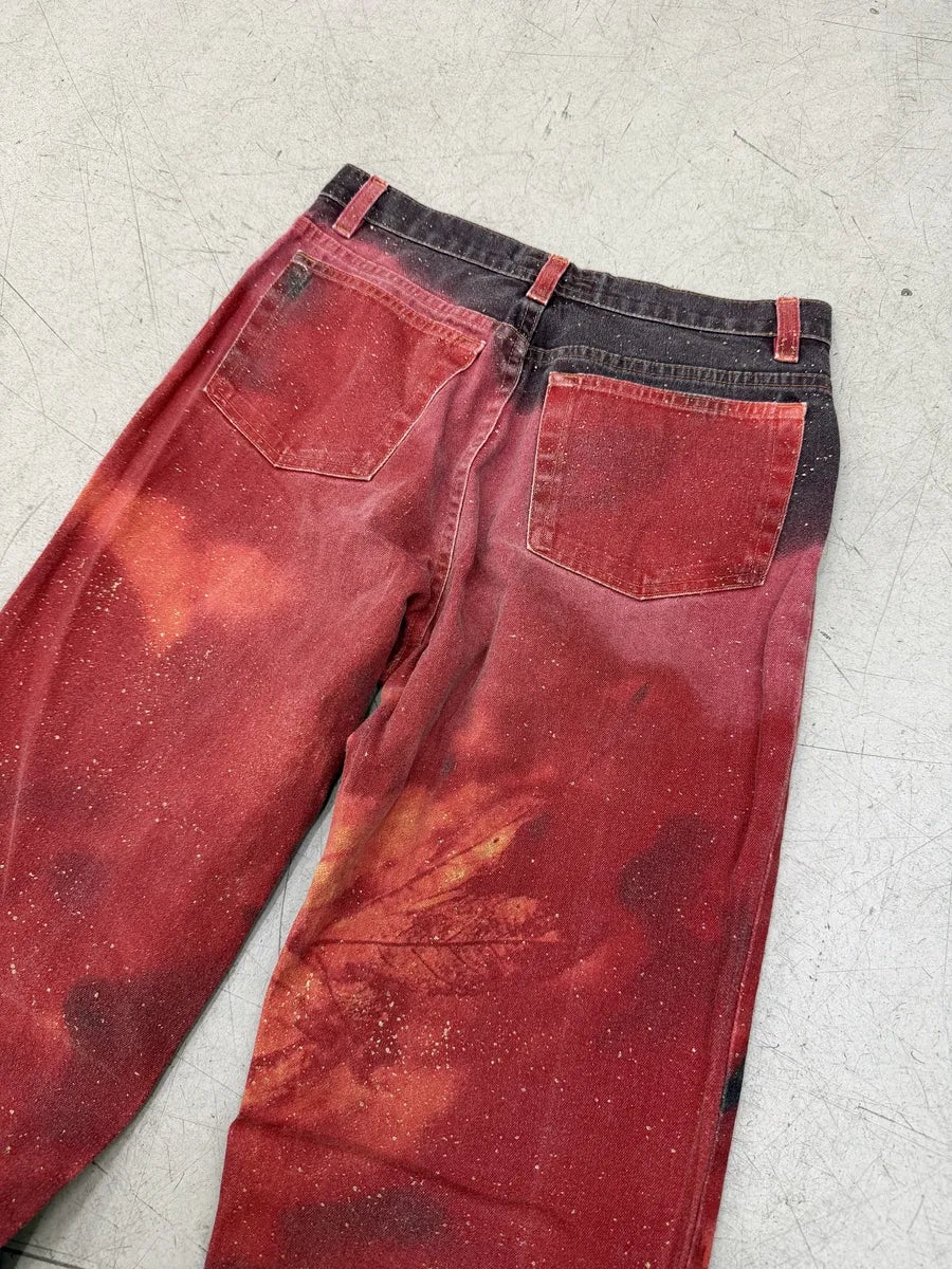 AW1999 Roberto Cavalli Red Leaf Pants vrtWUJU 6
