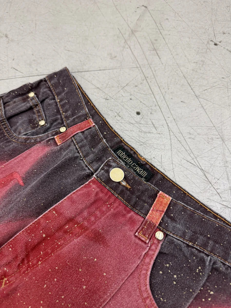 AW1999 Roberto Cavalli Red Leaf Pants vrtWUJU 8