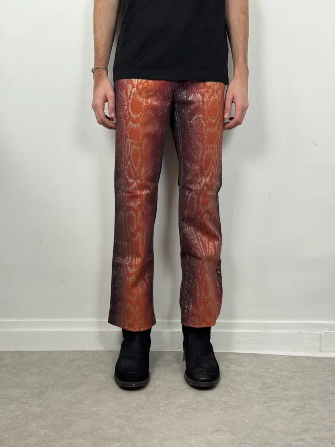 AW1999 Roberto Cavalli Red Legend Python Effect Gold Pants KEXyFYR 3