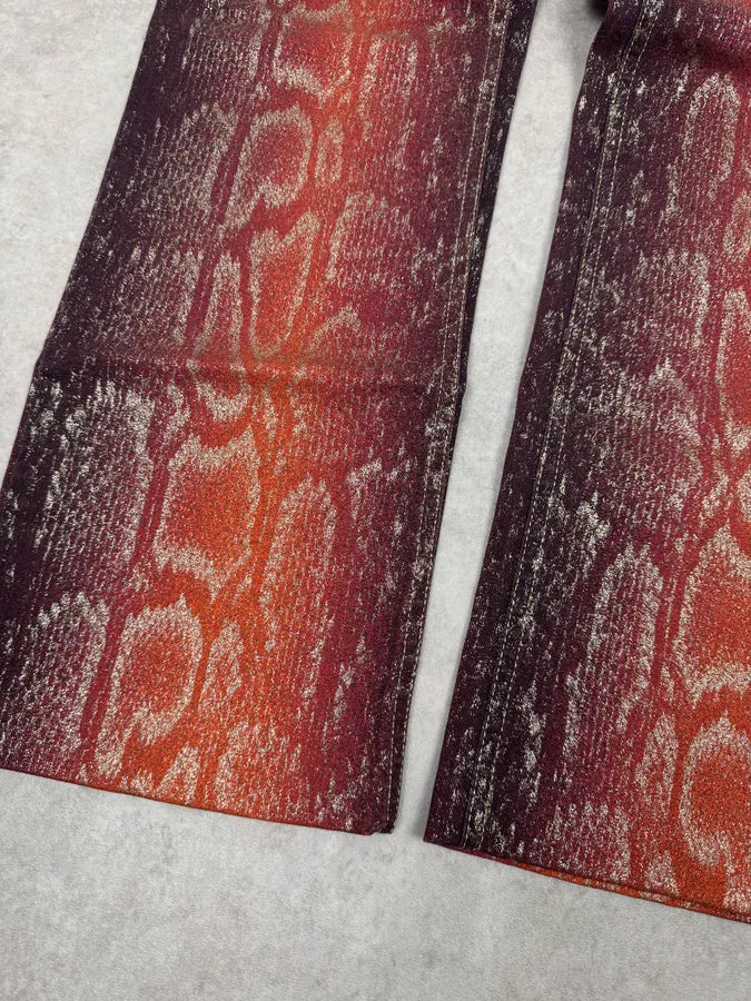 AW1999 Roberto Cavalli Red Legend Python Effect Gold Pants KEXyFYR 7