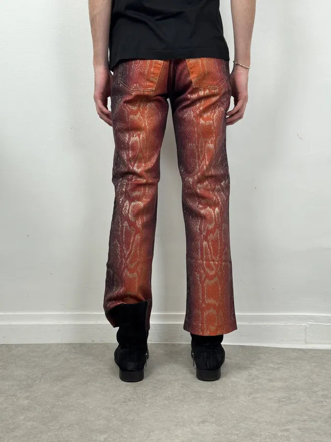 AW1999 Roberto Cavalli Red Legend Python Effect Gold Pants KEXyFYR 9