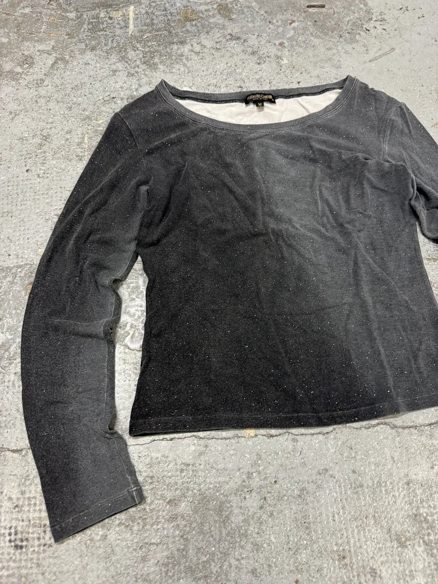 AW1999 Roberto Cavalli Two Tone Grey Silk Top Longsleeves jGemNtw 4