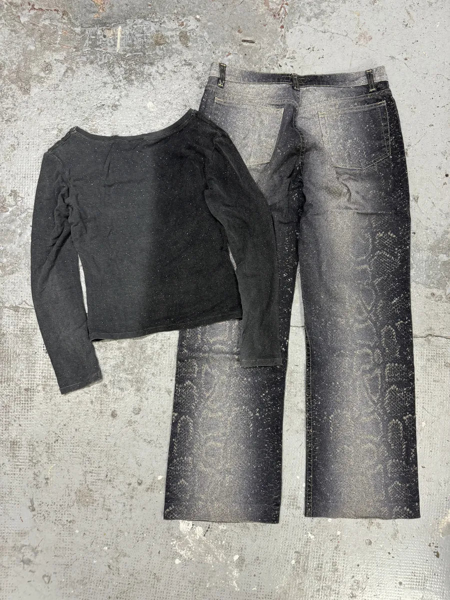 AW1999 Roberto Cavalli Two Tone Grey Silk Top Longsleeves jGemNtw 7