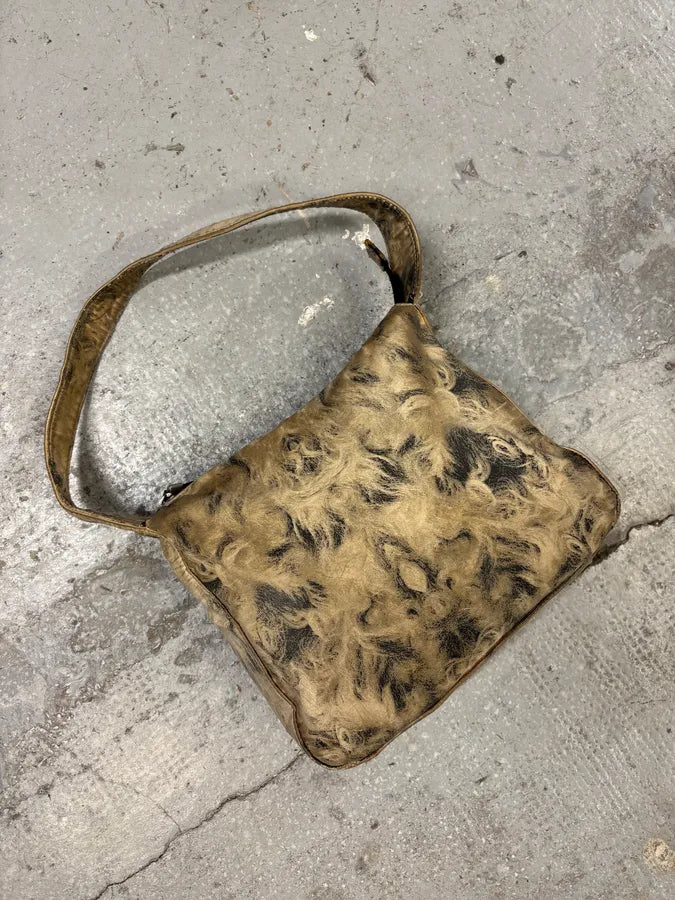 AW1999 Roberto Cavalli Wolf Fur Effect Beige Bag (OS) gYpElHy 2