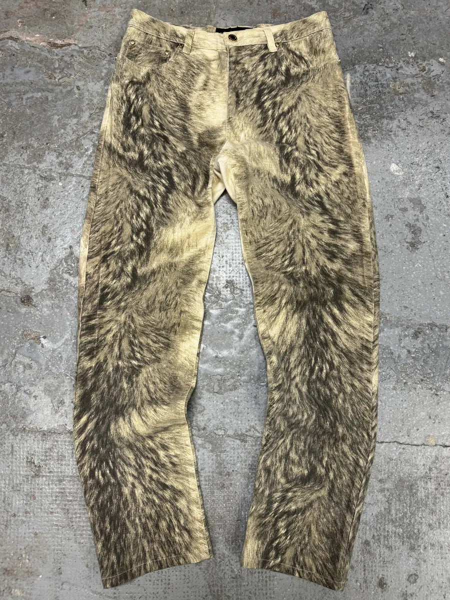AW1999 Roberto Cavalli Wolf Fur Effect Beige Pants (S) GPpqAAc 0