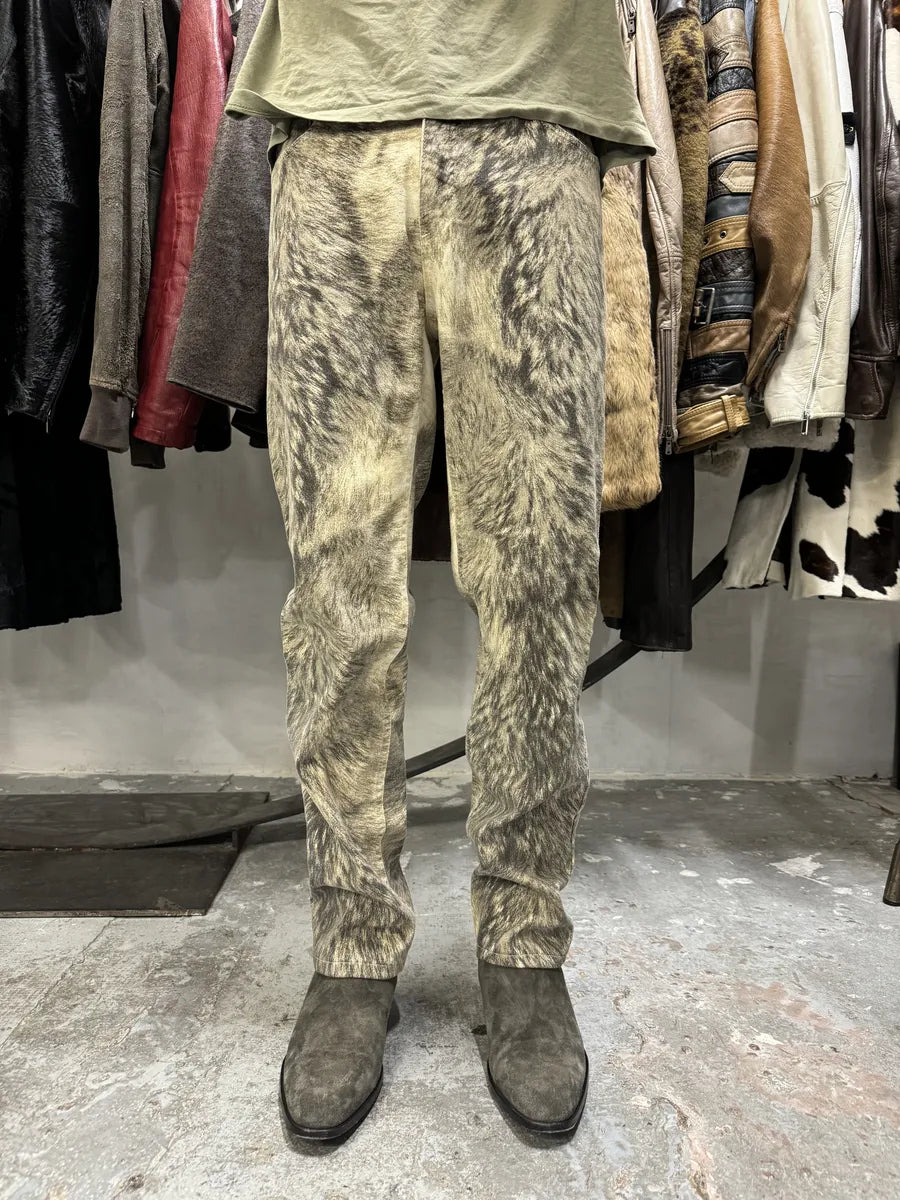AW1999 Roberto Cavalli Wolf Fur Effect Beige Pants (S) GPpqAAc 2
