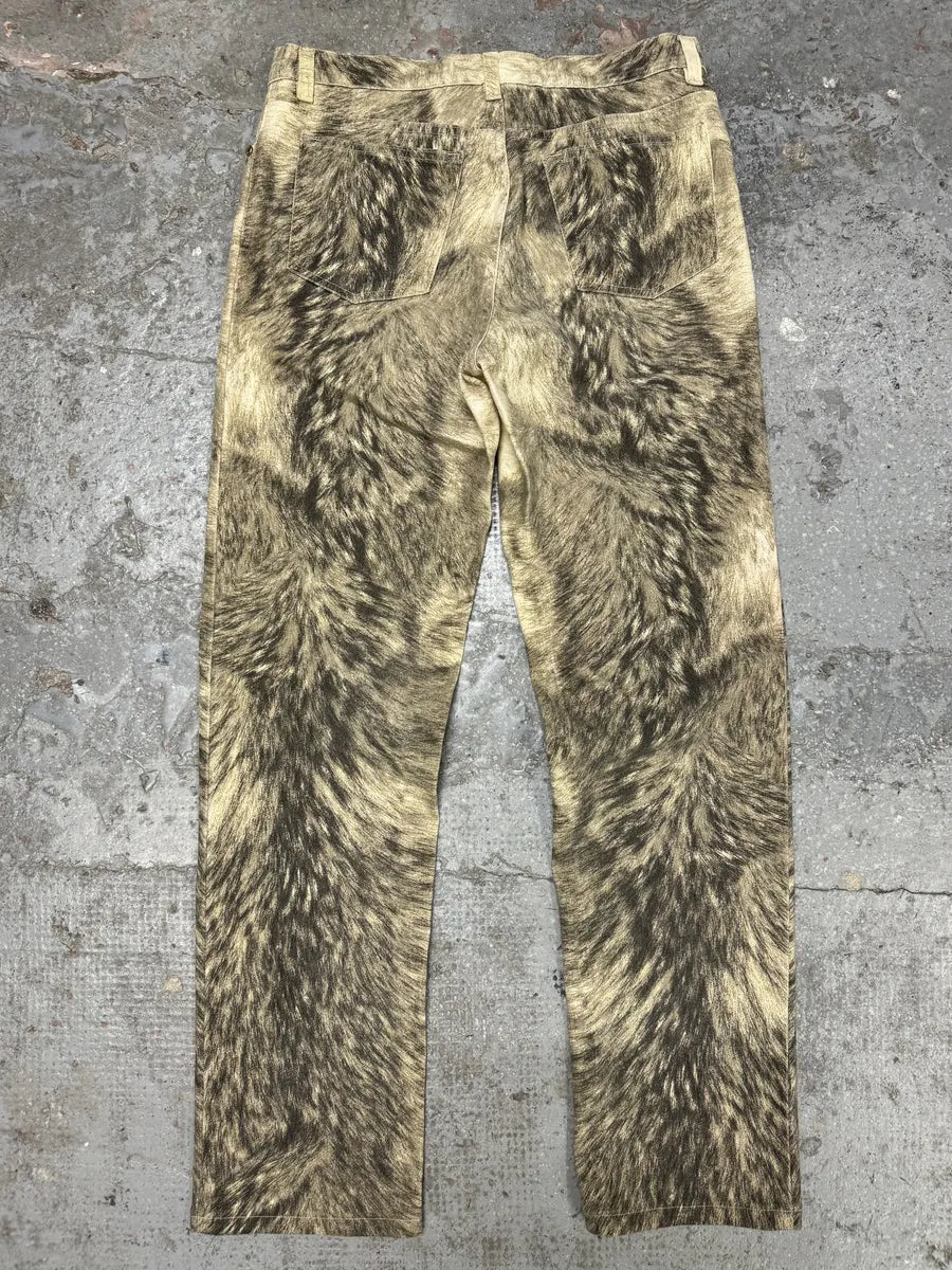 AW1999 Roberto Cavalli Wolf Fur Effect Beige Pants (S) GPpqAAc 3