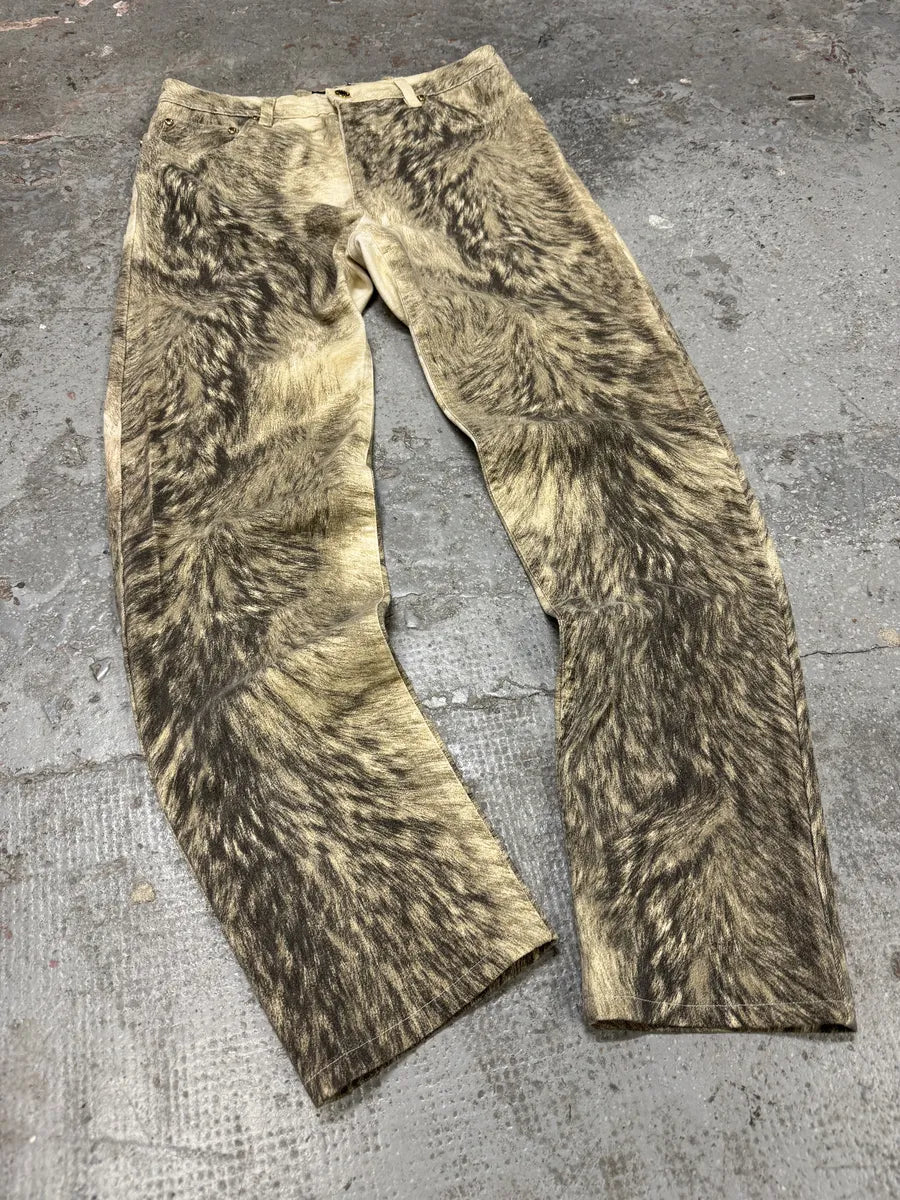 AW1999 Roberto Cavalli Wolf Fur Effect Beige Pants (S) GPpqAAc 5