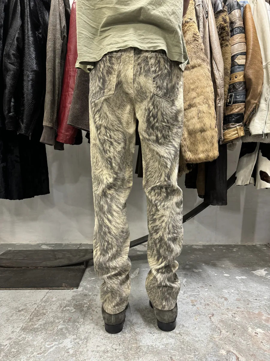 AW1999 Roberto Cavalli Wolf Fur Effect Beige Pants (S) GPpqAAc 6