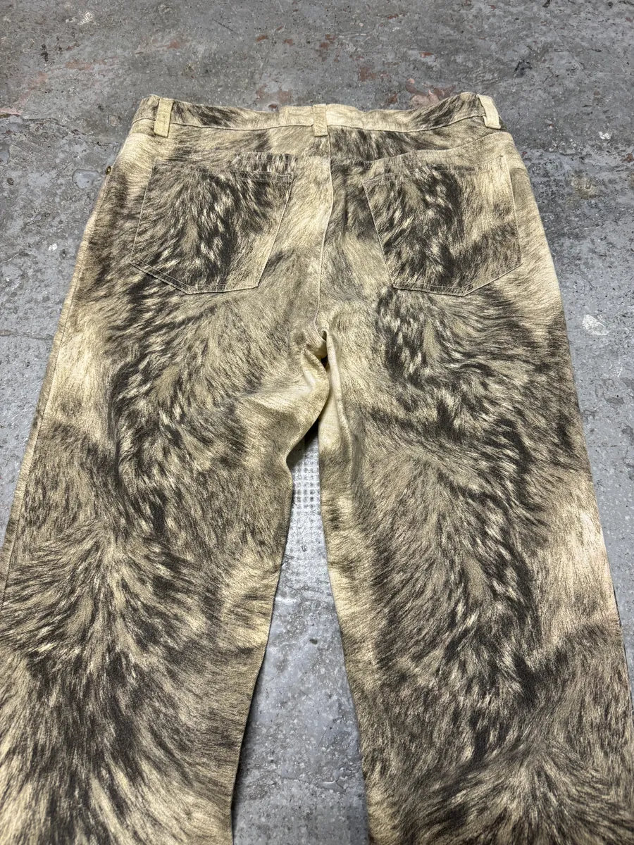 AW1999 Roberto Cavalli Wolf Fur Effect Beige Pants (S) GPpqAAc 7