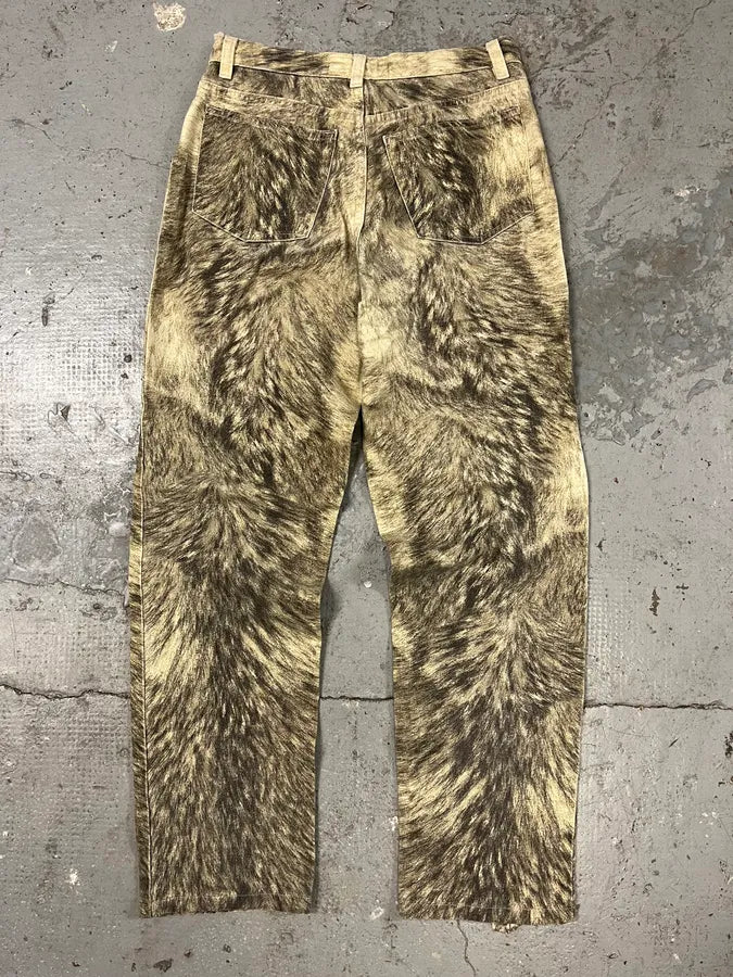 AW1999 Roberto Cavalli Wolf Fur Effect Pants (S) 1