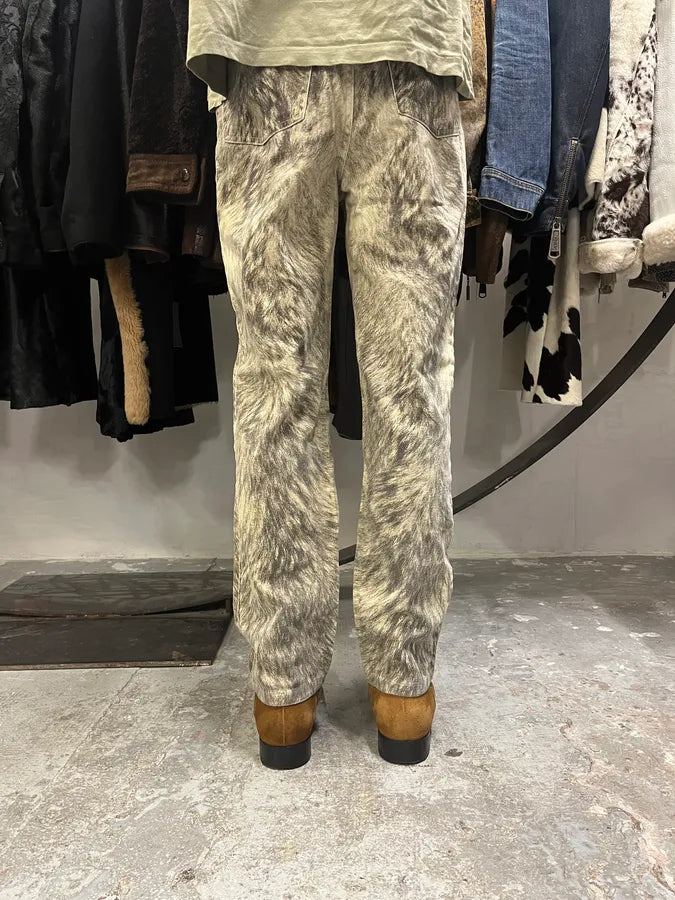 AW1999 Roberto Cavalli Wolf Fur Effect Pants (S) 3