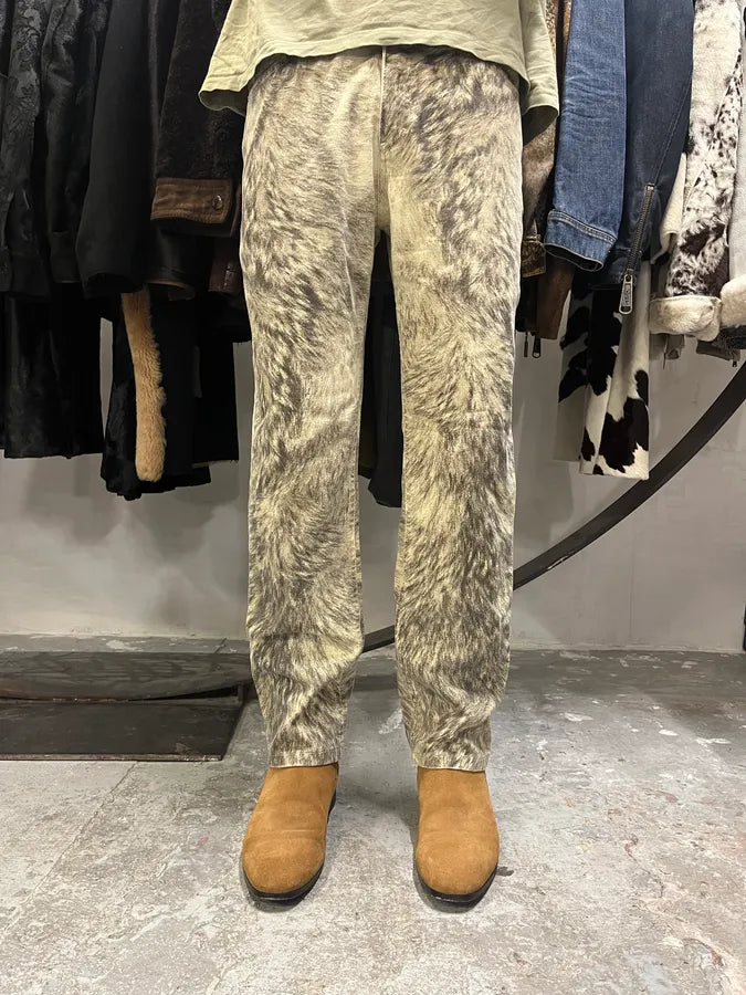 AW1999 Roberto Cavalli Wolf Fur Effect Pants (S) 4