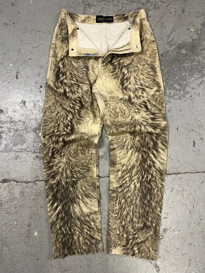 AW1999 Roberto Cavalli Wolf Fur Effect Pants (S) 5