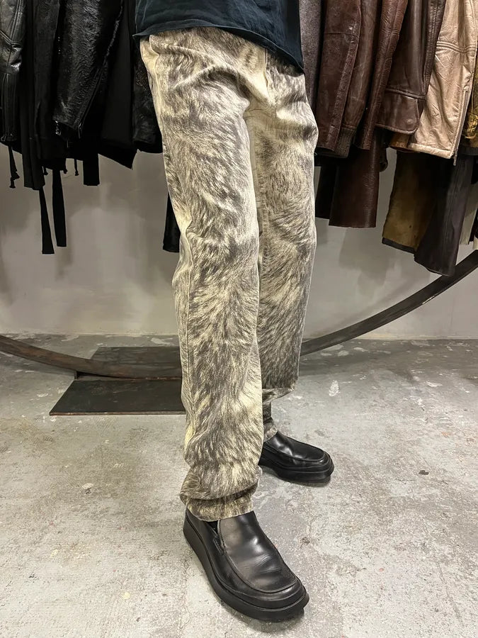 AW1999 Roberto Cavalli Wolf Fur Effect Pants (S/M) kfYOSiU 2