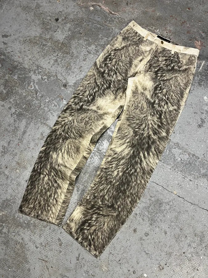 AW1999 Roberto Cavalli Wolf Fur Effect Pants (S/M) kfYOSiU 4
