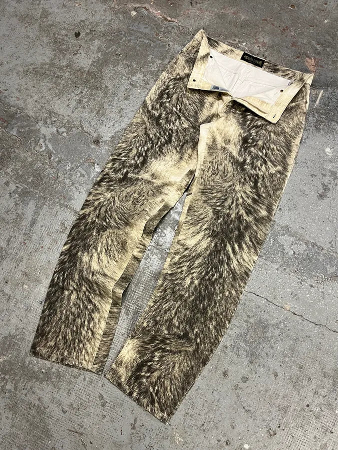 AW1999 Roberto Cavalli Wolf Fur Effect Pants (S/M) kfYOSiU 5