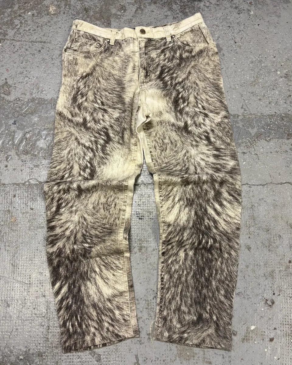 AW1999 Roberto Cavalli Wolf Fur Effect Pants uxHijWq 0