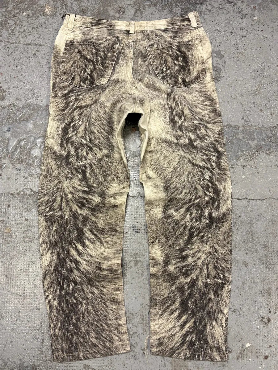 AW1999 Roberto Cavalli Wolf Fur Effect Pants uxHijWq 1