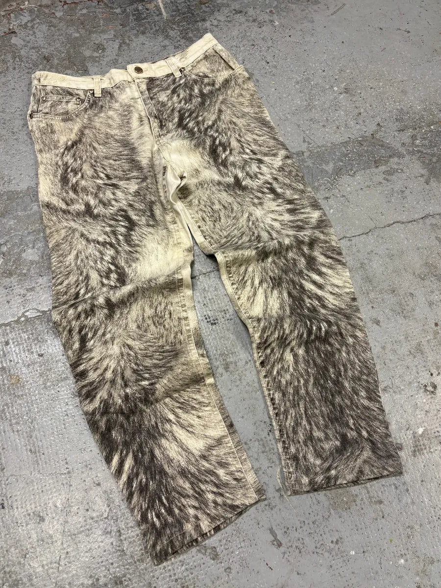 AW1999 Roberto Cavalli Wolf Fur Effect Pants uxHijWq 5