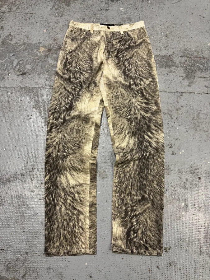 AW1999 Roberto Cavalli Wolf Fur Print Pants UaBtfaj 0