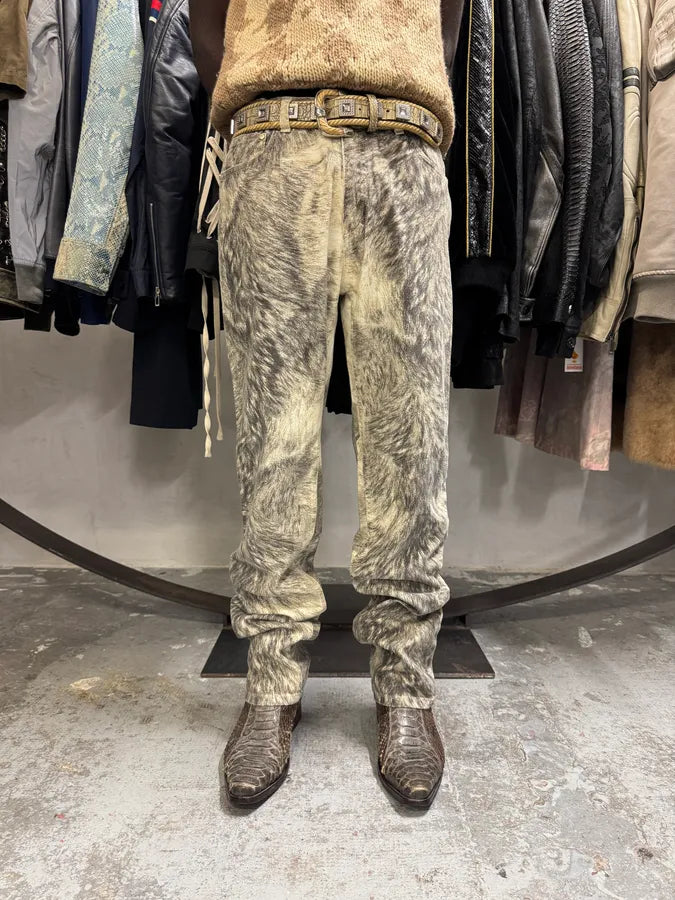 AW1999 Roberto Cavalli Wolf Fur Print Pants UaBtfaj 1