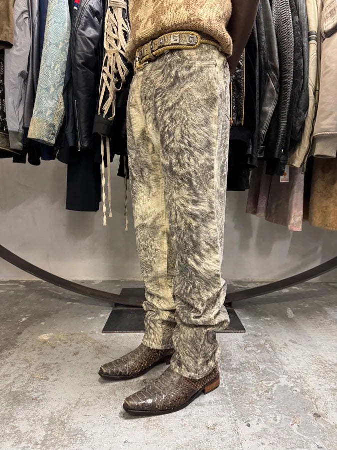 AW1999 Roberto Cavalli Wolf Fur Print Pants UaBtfaj 2