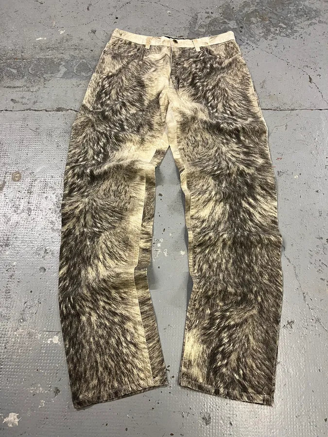 AW1999 Roberto Cavalli Wolf Fur Print Pants UaBtfaj 4