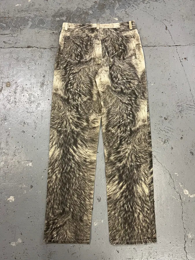 AW1999 Roberto Cavalli Wolf Fur Print Pants UaBtfaj 5