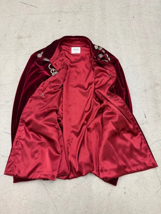 AW2000 Armani Collezioni Bordeaux Velvet Hardware Blazer Jacket ABkzFaF 10