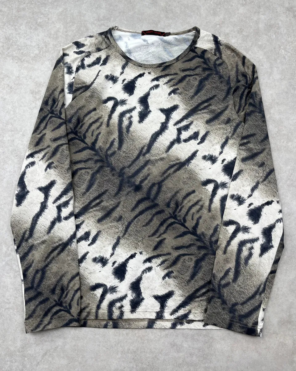 AW2000 Cavalli White & Grey Zebra Print Longsleeve ZywLnab 0