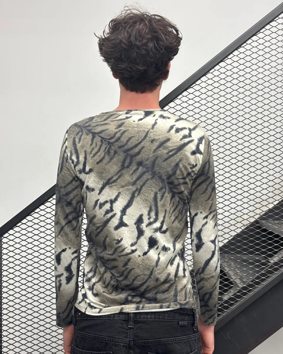 AW2000 Cavalli White & Grey Zebra Print Longsleeve ZywLnab 2
